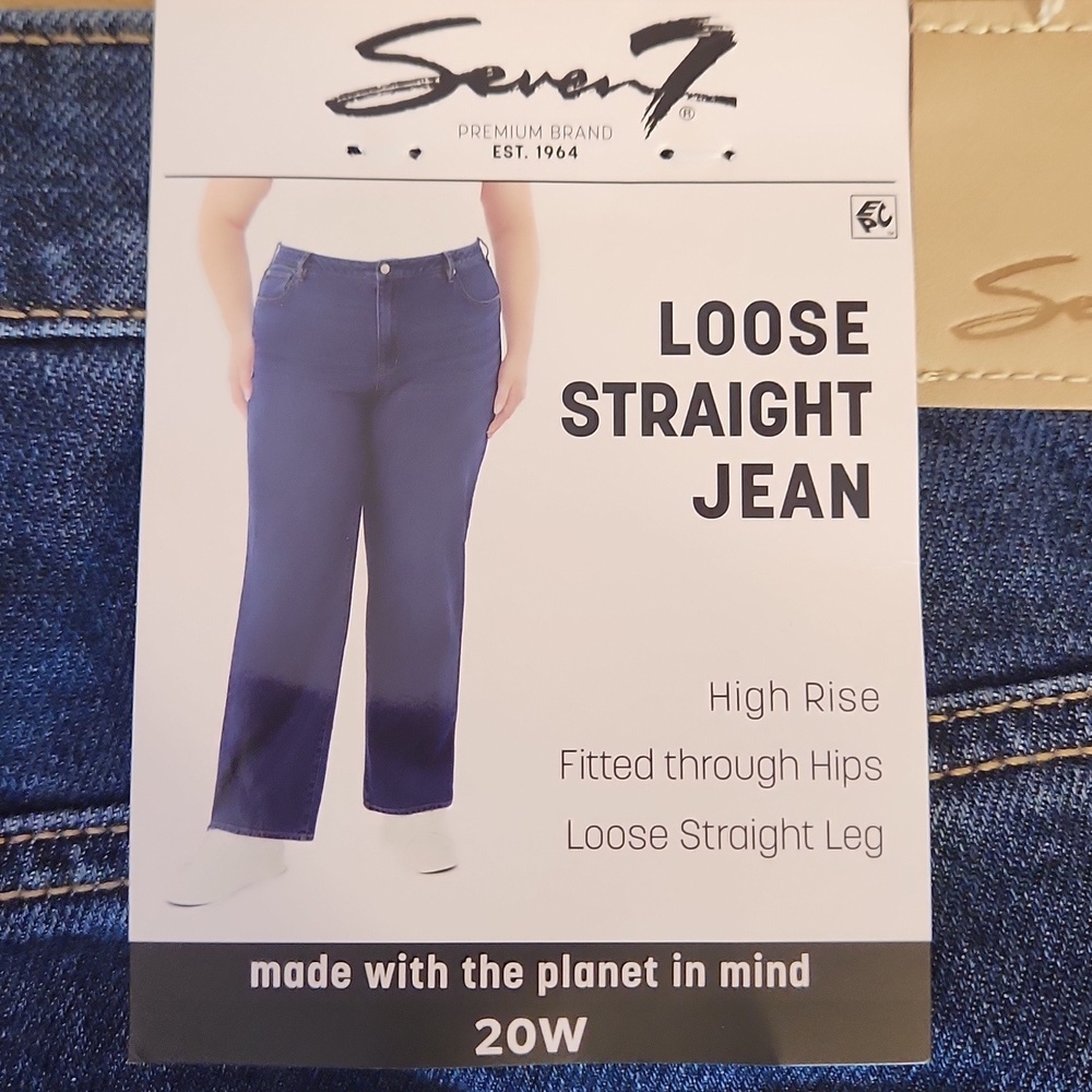 SEVEN7 Loose Straight Blue Jean High Rise, size 20W - Picture 3 of 13